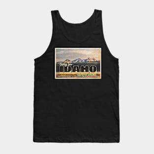 Greetings from Idaho - Vintage Travel Postcard Design Tank Top